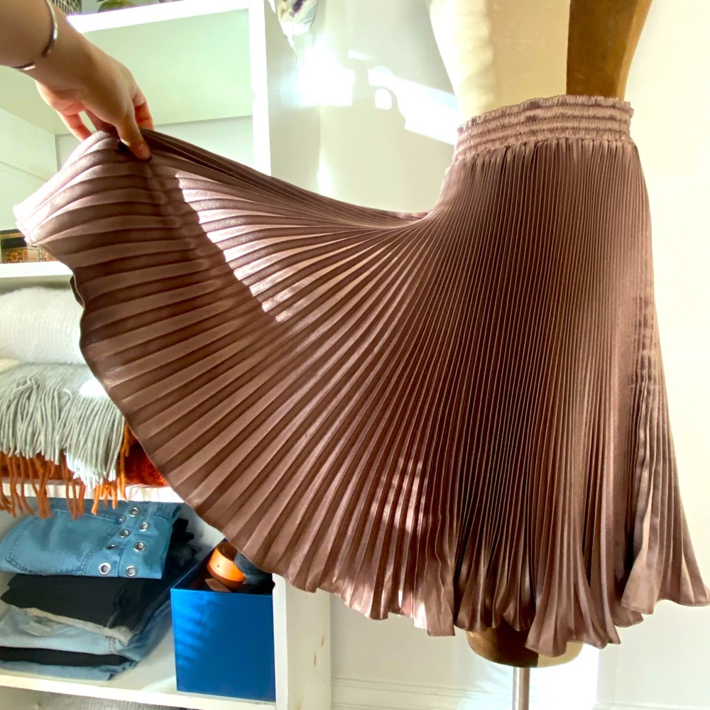 Pleated Satin Skirt